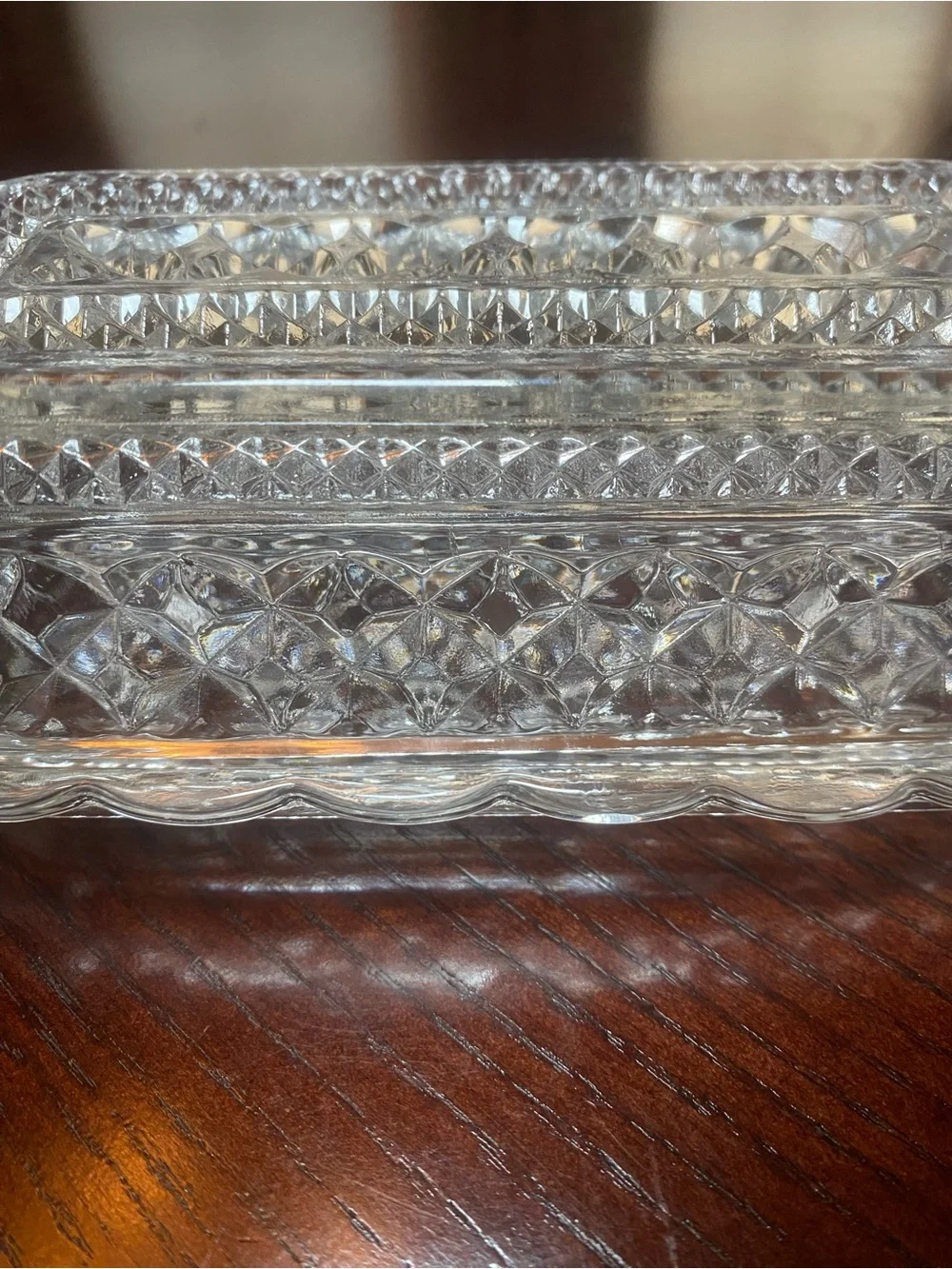 Anchor Hocking Wexford covered butter dish- Classic Diamond Cut